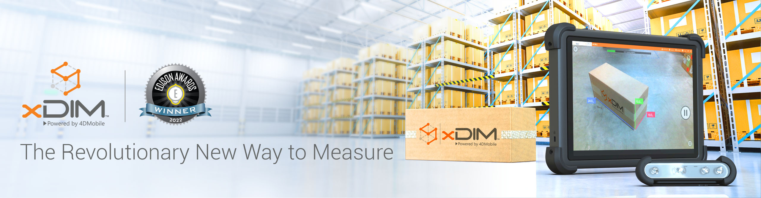 xDIM, Powered by 4D Mobile, the revolutionary new way to measure boxes and parcels
