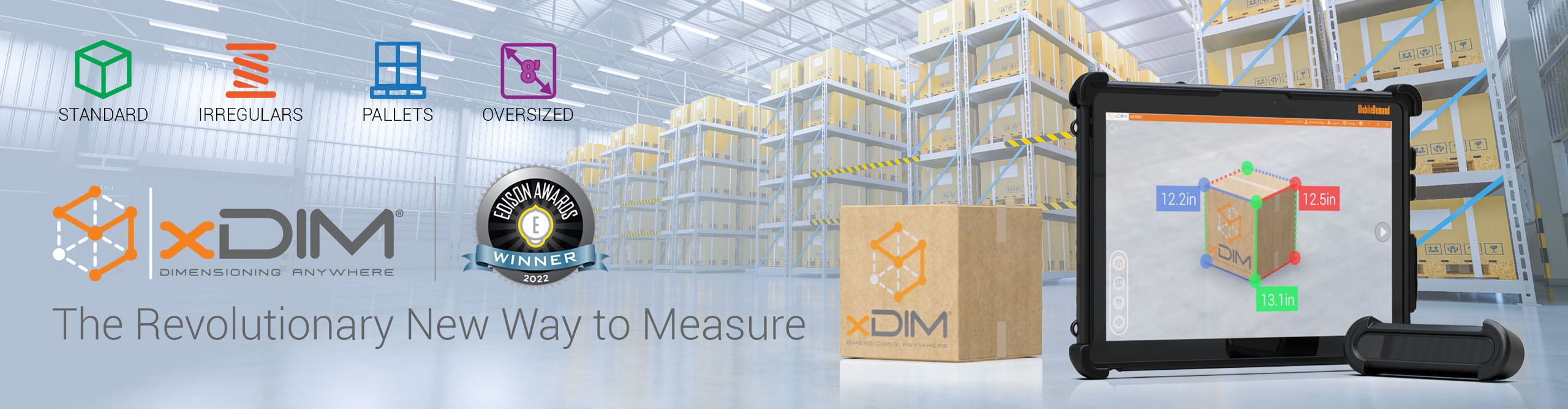 xDIM, Powered by 4D Mobile, the revolutionary new way to measure boxes and parcels
